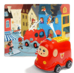 Wooden puzzles in fire truck